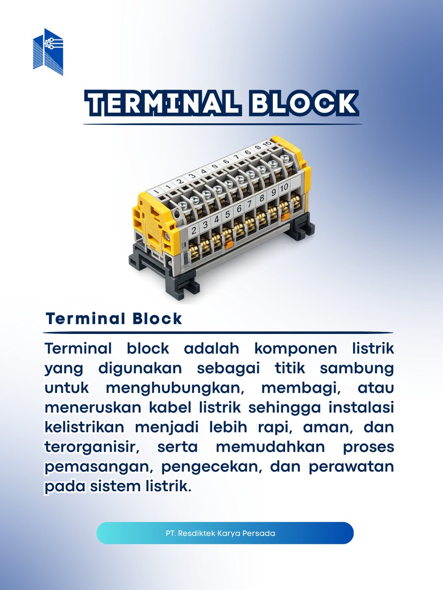 resdiktek_karya's tweet photo. Terminal block berfungsi sebagai titik sambung kabel dalam instalasi listrik agar lebih rapi, aman, dan terorganisir. Komponen ini memudahkan proses distribusi, pengecekan, hingga perawatan sistem listrik di panel.

#resdiktekid #terminalblock #panelkontrol #electricalengineering https://t.co/Pes08wRp6B