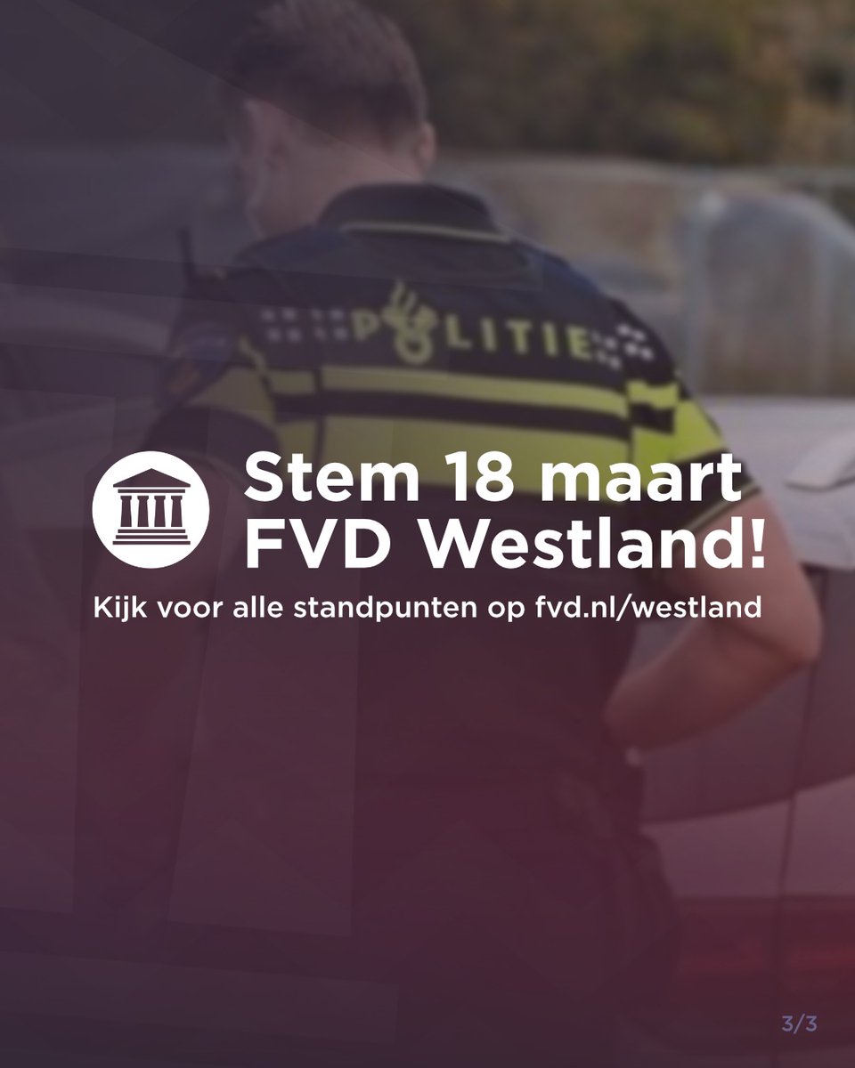 Forum voor Democratie kiest voor zichtbare, daadkrachtige veiligheid, zodat onze gemeente weer leefbaar en veilig is voor iedereen.

Een nieuwe kans voor het Westland.
Stem 18 maart Forum voor Democratie Westland!

#FVD #Westland #GR2026