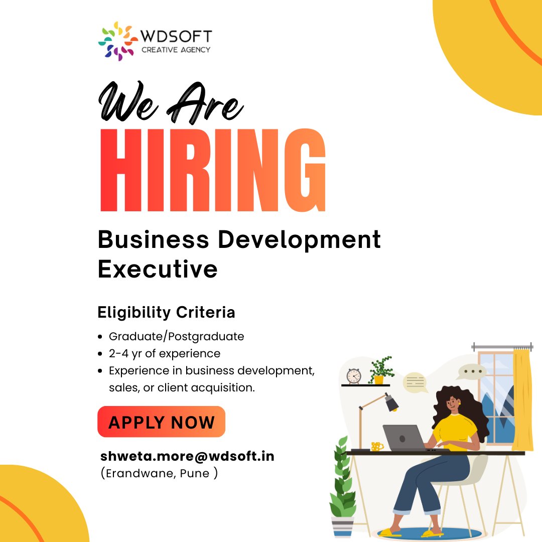 WDsoftAgency's tweet photo. WE ARE HIRING! 📢
Let’s build fun stuff together
📩 Apply Now!: shweta.more@wdsoft.in

#hiring #designagency #applynow #designjobs #explore #trending #career #job #JobAlert #CreativeJobs #CareerGrowth #JoinOurTeam #WeAreHiring #seniorvisualiser #contentwriter https://t.co/lz1uY7QupY