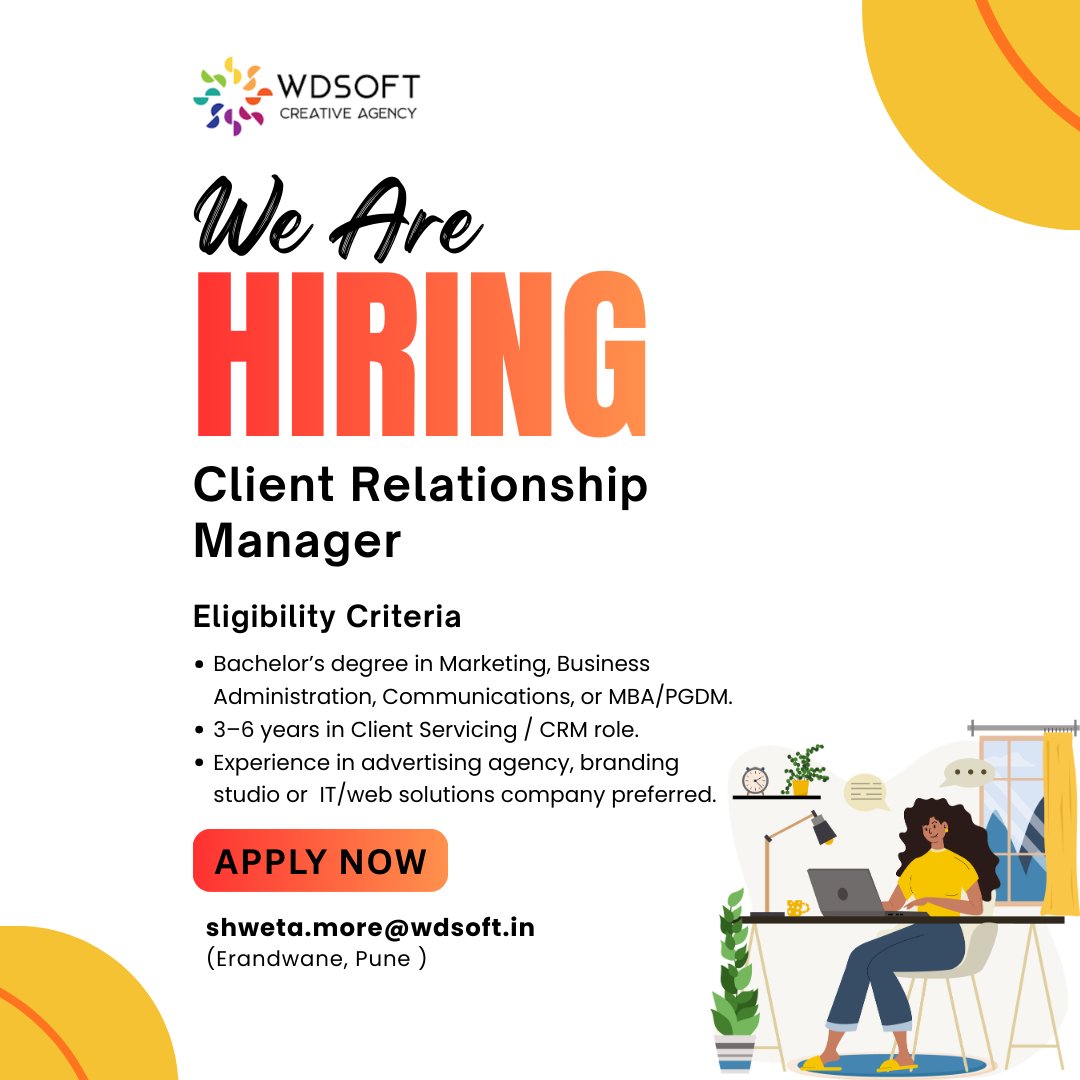 WDsoftAgency's tweet photo. WE ARE HIRING! 📢
Let’s build fun stuff together
📩 Apply Now!: shweta.more@wdsoft.in

#hiring #designagency #applynow #designjobs #explore #trending #career #job #JobAlert #CreativeJobs #CareerGrowth #JoinOurTeam #WeAreHiring #seniorvisualiser #contentwriter https://t.co/lz1uY7QupY