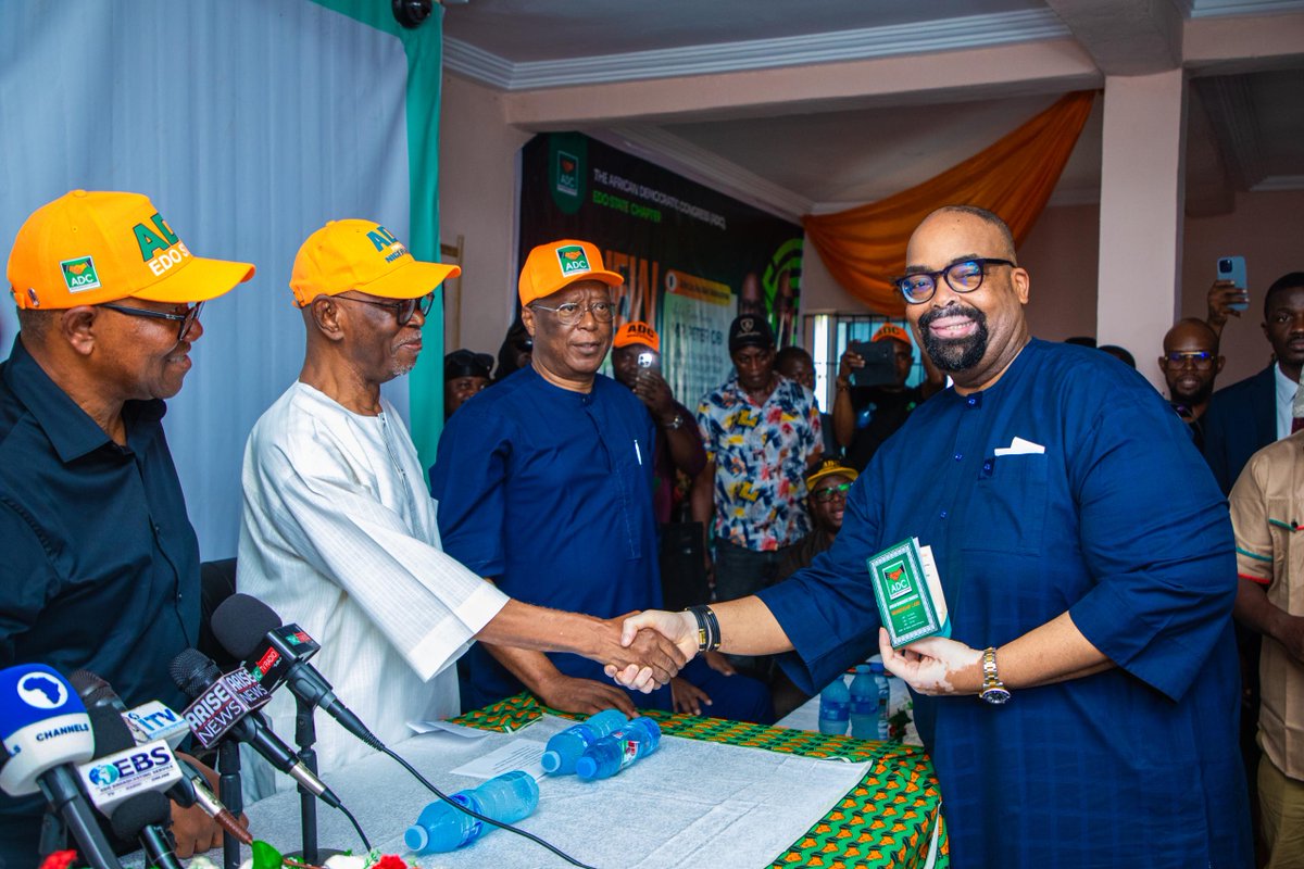 I was privileged to welcome H.E. Mr <a href="/PeterObi/">Peter Obi</a>, to Benin City yesterday as I, alongside my running mate <a href="/asaskads/">Yusuf Asamah Kadiri SAN, FCIArb</a> Yusuf Asamah Kadiri, SAN, and other leaders of the Labour Party in Edo State, officially moved to the African Democratic Congress (ADC) <a href="/ADCNig/">African Democratic Congress</a>.

I am thankful for the