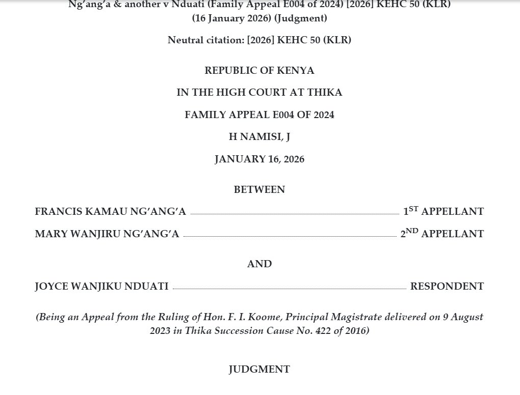 🚨🚨 COURT DRAMA: High Court Cancels Title After Family “Mistakenly” Listed Adult Children as Minors

The courtroom fell into familiar succession rhythm, until the facts unraveled. In Ng’ang’a &amp; another v Nduati, a deceased father’s Ruiru land quietly changed hands after