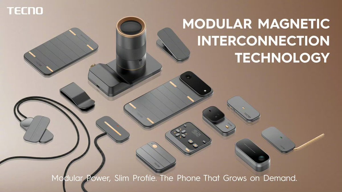 TechHome100's tweet image. Tecno Modular Magnetic Interconnection Technology 
#Tecno #MWC2026