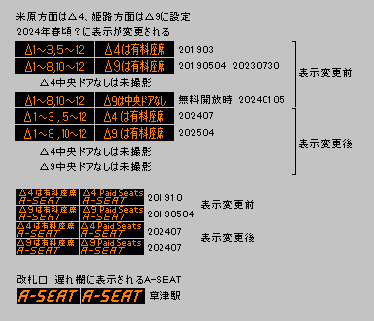 今更A-SEATの発車標表示を遡って再現してる 無料開放時の表示を集め