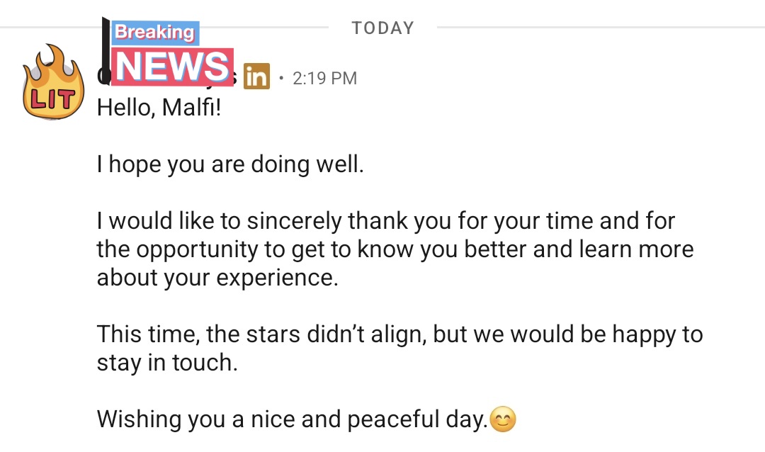muffinkis_'s tweet photo. walaupun ini hrd nya duluan yg reach out, tapi ternyata tetep gagal. dan ini gagal untuk yg ketiga kalinya, gagal karena di bahasa inggrisnya doang😭😭 yuk bisa yu pi, belajar bahasa inggris biar bener-bener fasih😭👍 https://t.co/3AZW3R4HkG