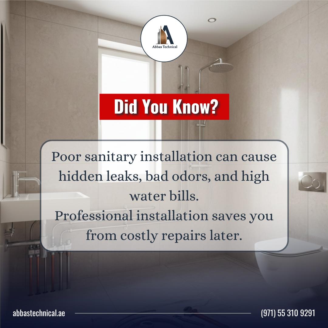 abbastech_ae's tweet photo. Did You Know?
Improper sanitary installation can silently damage your bathroom and increase your water bills.

Our expert sanitary installation service ensures:
✔ Leak-free fittings
✔ Proper drainage
✔ Clean &amp; hygienic bathrooms
✔ Long-term reliability

📞 Contact us today https://t.co/XkuwQojH6s