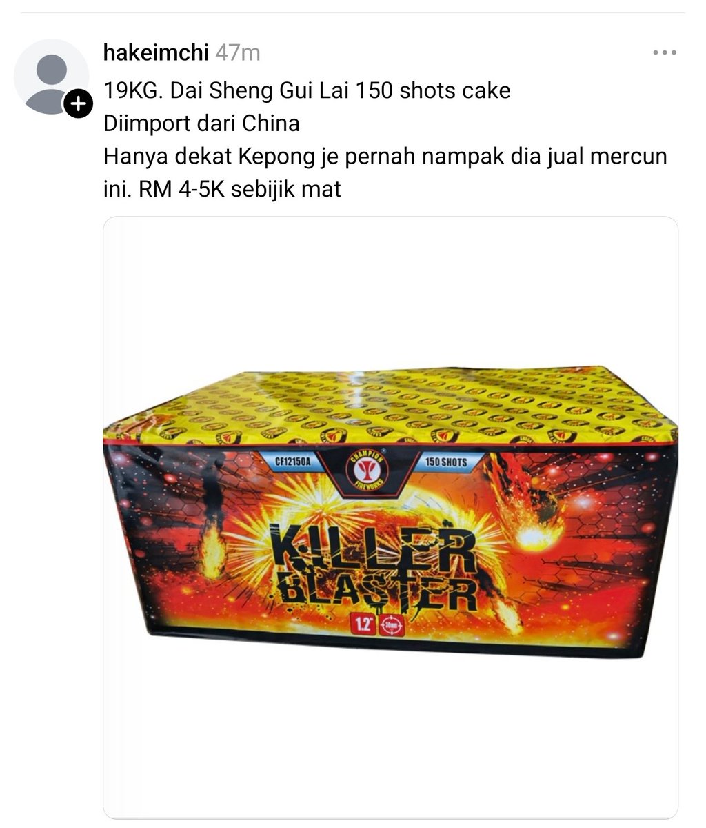 mynewshub's tweet photo. Inilah rupa mercun yang berharga antara RM3K ke 5K...... https://t.co/j1OwpbOHRJ