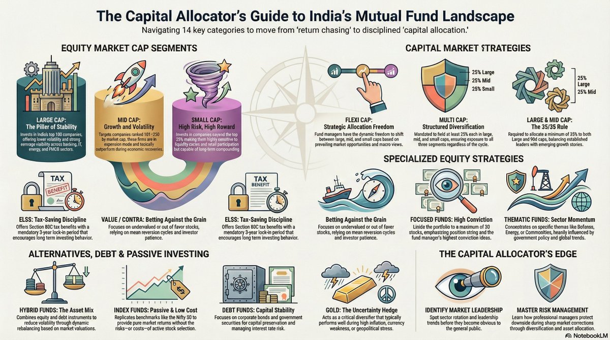 INDIA’S 50 MOST TRUSTED MUTUAL FUNDS – COMPLETE CATEGORY BREAKDOWN (For Serious Study) 🔥🔥🙌

1⃣ LARGE CAP (Top 100 Stability)
These funds invest primarily in India’s top 100 companies by market capitalisation. They form the core of most long-term portfolios because of