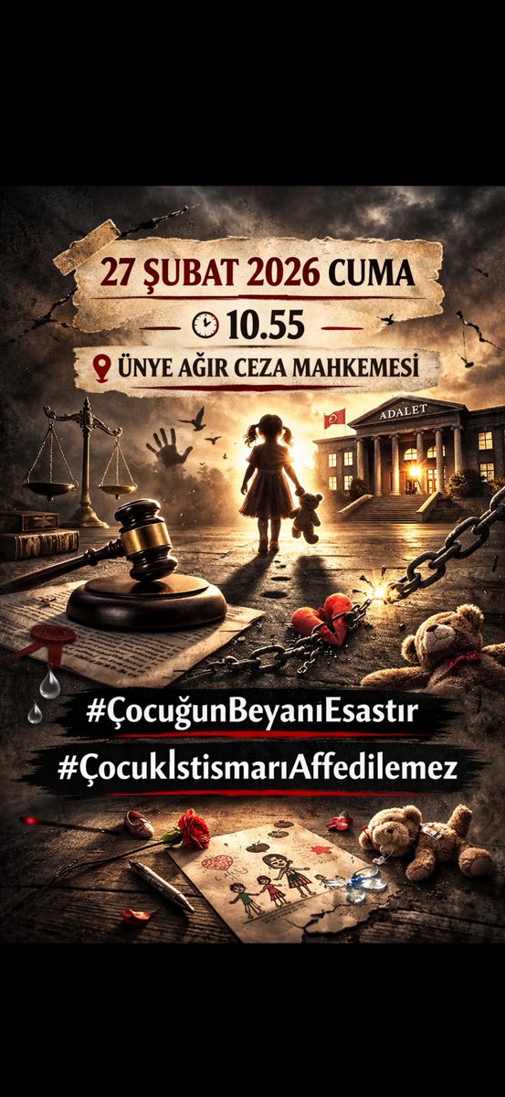 🔴 ÜNYE’DE ADALET SINAVI: 631 GÜNLÜK ÇIĞLIK!
Ordu Ünye’de kan donduran iddia! 6 yaşındaki öz kızına istismarla suçlanan babanın yargılandığı davada kritik gün.
Tam 631 gündür hukuk mücadelesi veren acılı anne, tüm Türkiye’yi evladının sesi olmaya çağırıyor.
🗓 TARİH: 27 Şubat