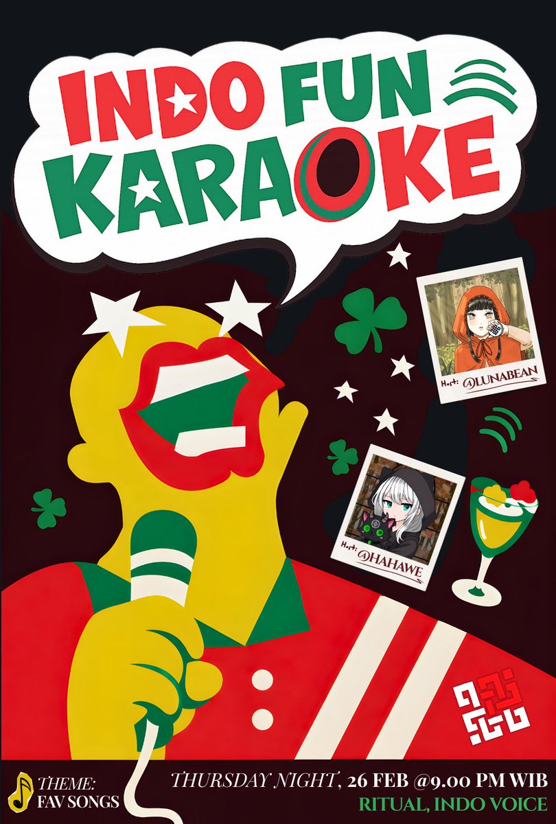 gRitual, gSiggy 💚

Tomorrow night, we’re turning up the volume with Indo Fun Karaoke 
Hosted by
<a href="/0xhahawe/">Hahawe (❖,❖)</a> &amp; me

Theme: Fav Songs

Singer registration is open! DM us to join 💌
Pick your favorite song, grab the mic, and let your voice shine. See you in VC!