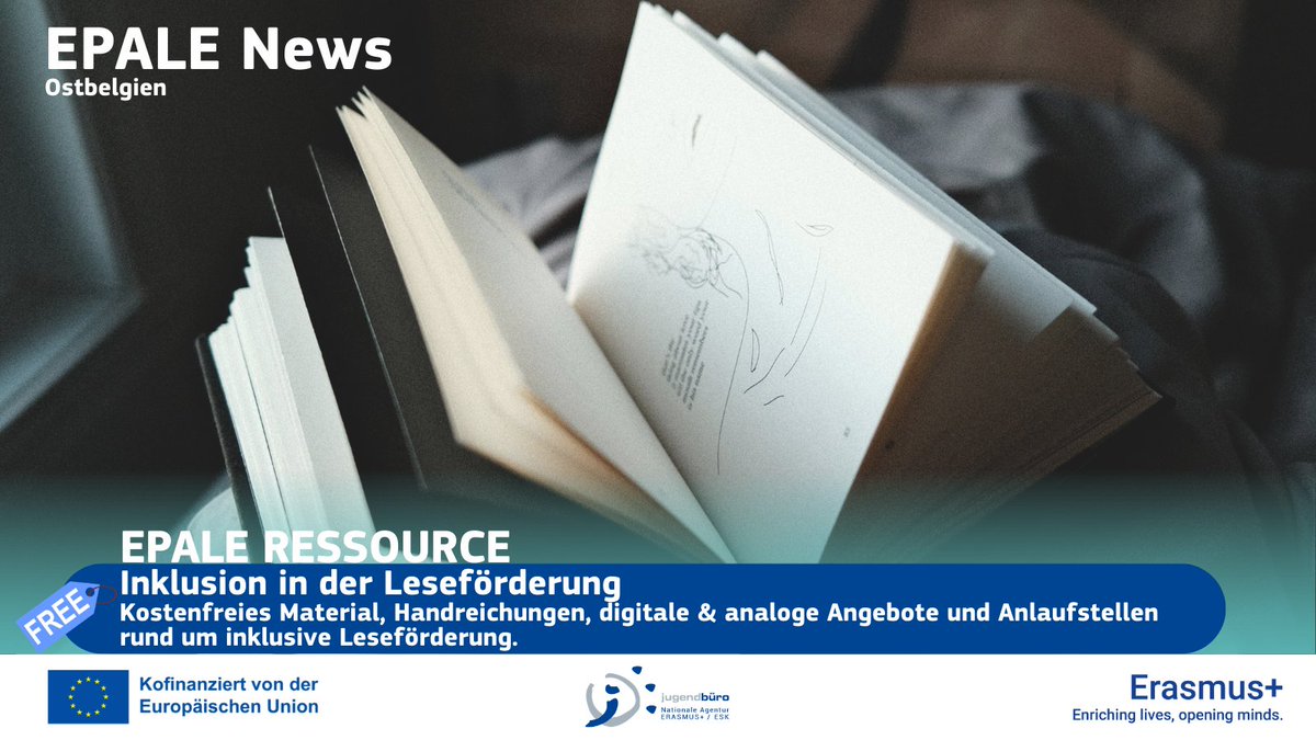 📚 Inklusive Leseförderung für Kinder &amp; Erwachsene
Entdecke die aktuelle #EPALE-Ressource mit
✔️ kostenfreien Materialien
✔️ digitalen &amp; analogen Angeboten
✔️ Handreichungen &amp; Ratgeber
✔️ Akteur:innen und Initiativen
✔️ Verlage und inklusive Projekte
👉 epale.ec.europa.eu/de/resource-ce…