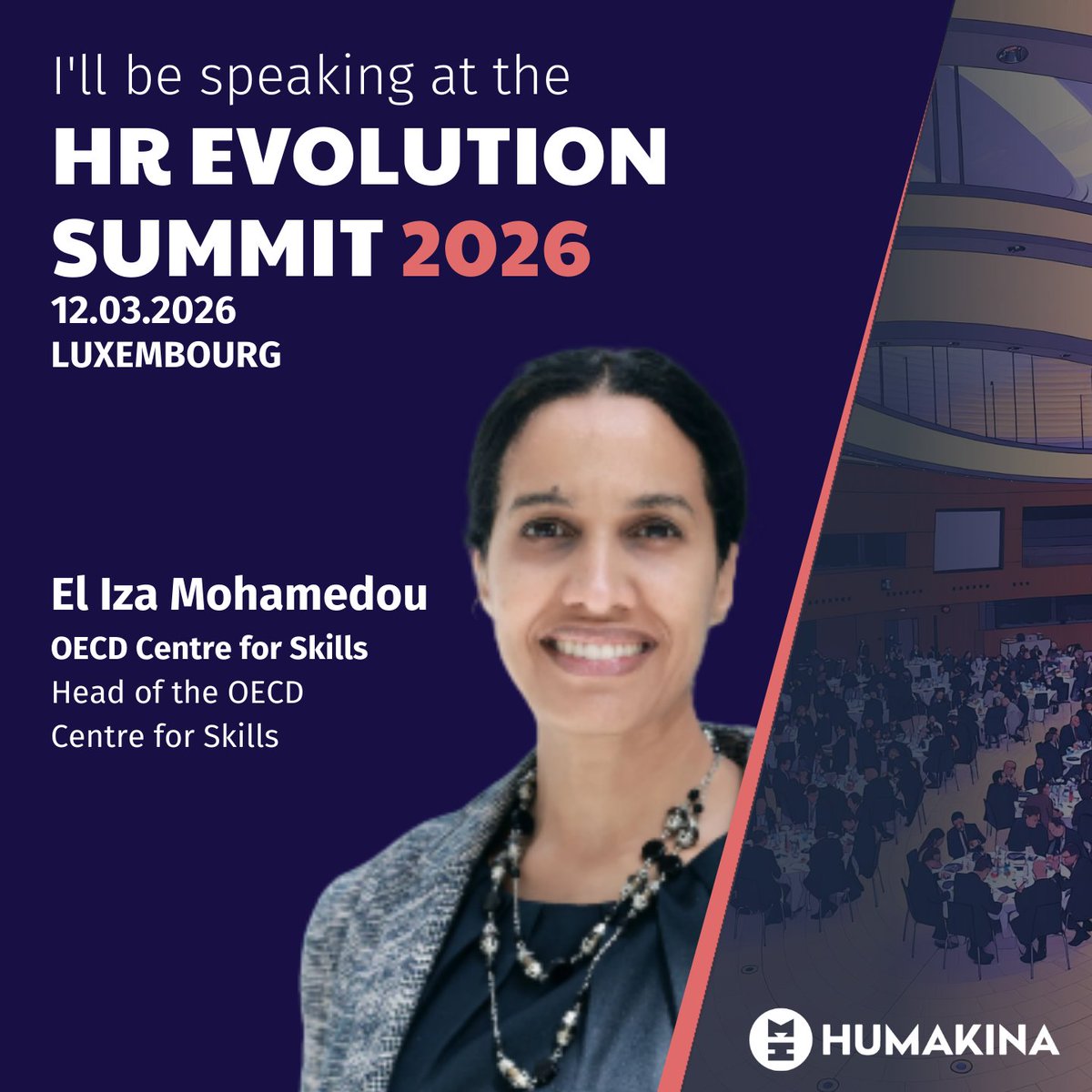 ElIzaMohamedou's tweet image. OECD data shows Skills‑First approaches help close talent gaps and strengthen workforce resilience. Glad to share these insights at the opening keynote at #HREvolutionSummit #Humakina #HRCommunity