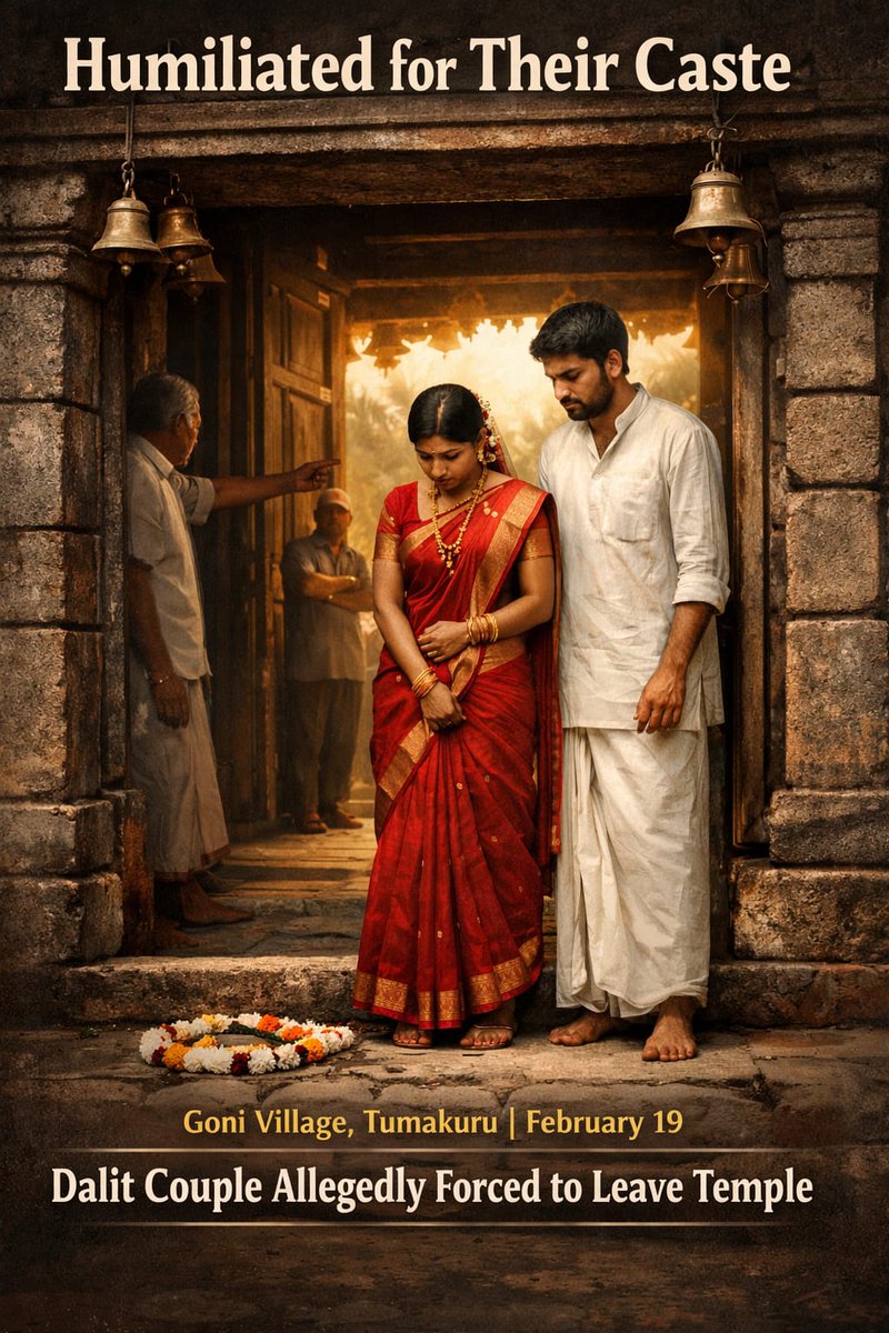 Dalit Couple #Allegedly Forced to Leave #Temple
Humiliated for Their Caste
#Goni Village, #Tumakuru
#DalitLivesMatter #castediscrimination