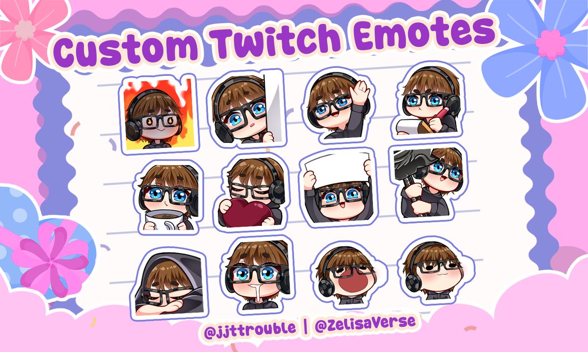 Custom emote pack for <a href="/jjttrouble/">JJTTROUBLE_</a> . Thank you for commission, Happy to work with you ✨🌸

#artshare