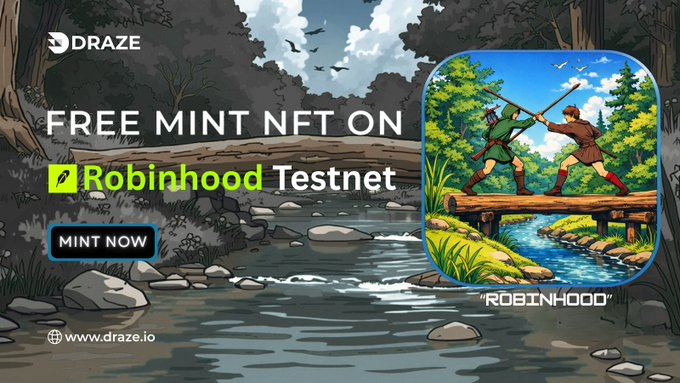 Mint Free NFT On Robinhood Testnet🍀

🍀Free Mint: draze.network/hoods
Claim and Earn 1000 Xp ⭐️

RT &amp; leave your wallet address below ⚡