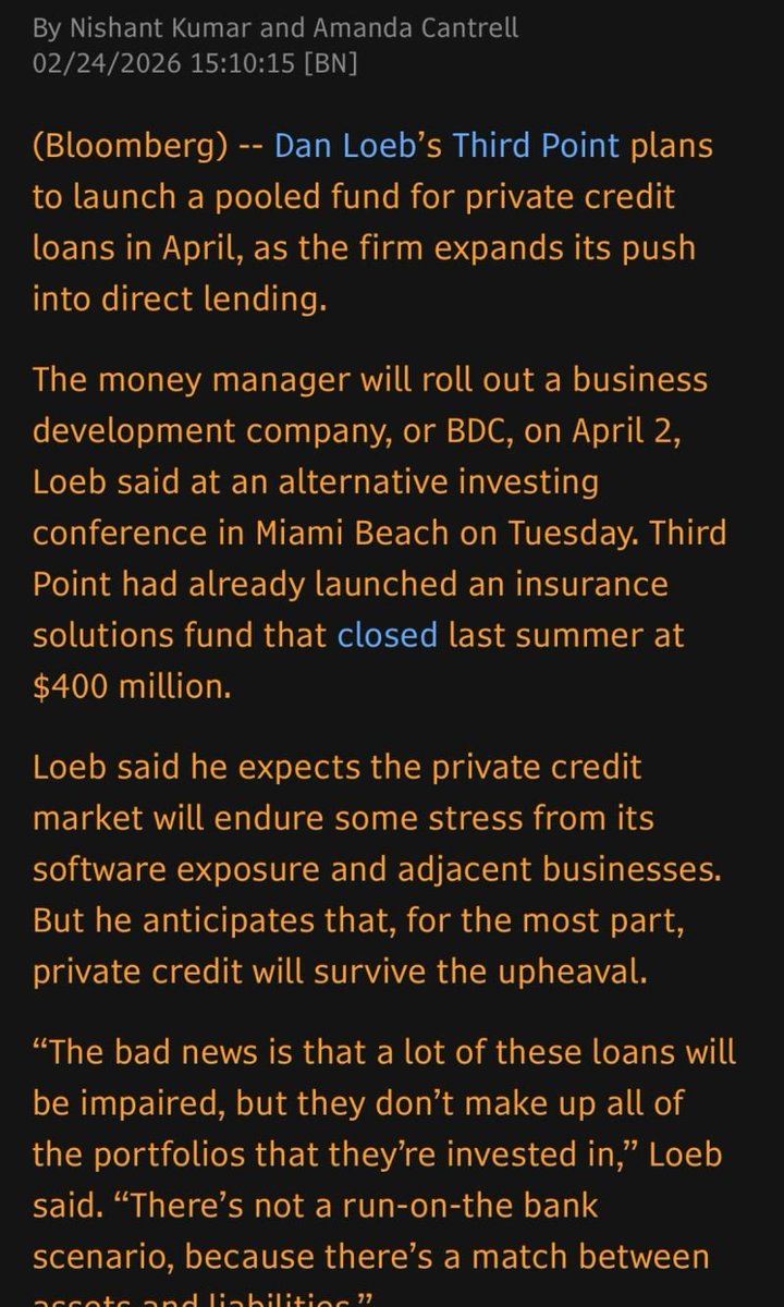 youngallien's tweet photo. Breaking from @iconnections_io Miami: @DanielSLoeb1  Third Point to Launch BDC Amid Credit Fears https://t.co/azrUcEwnK2