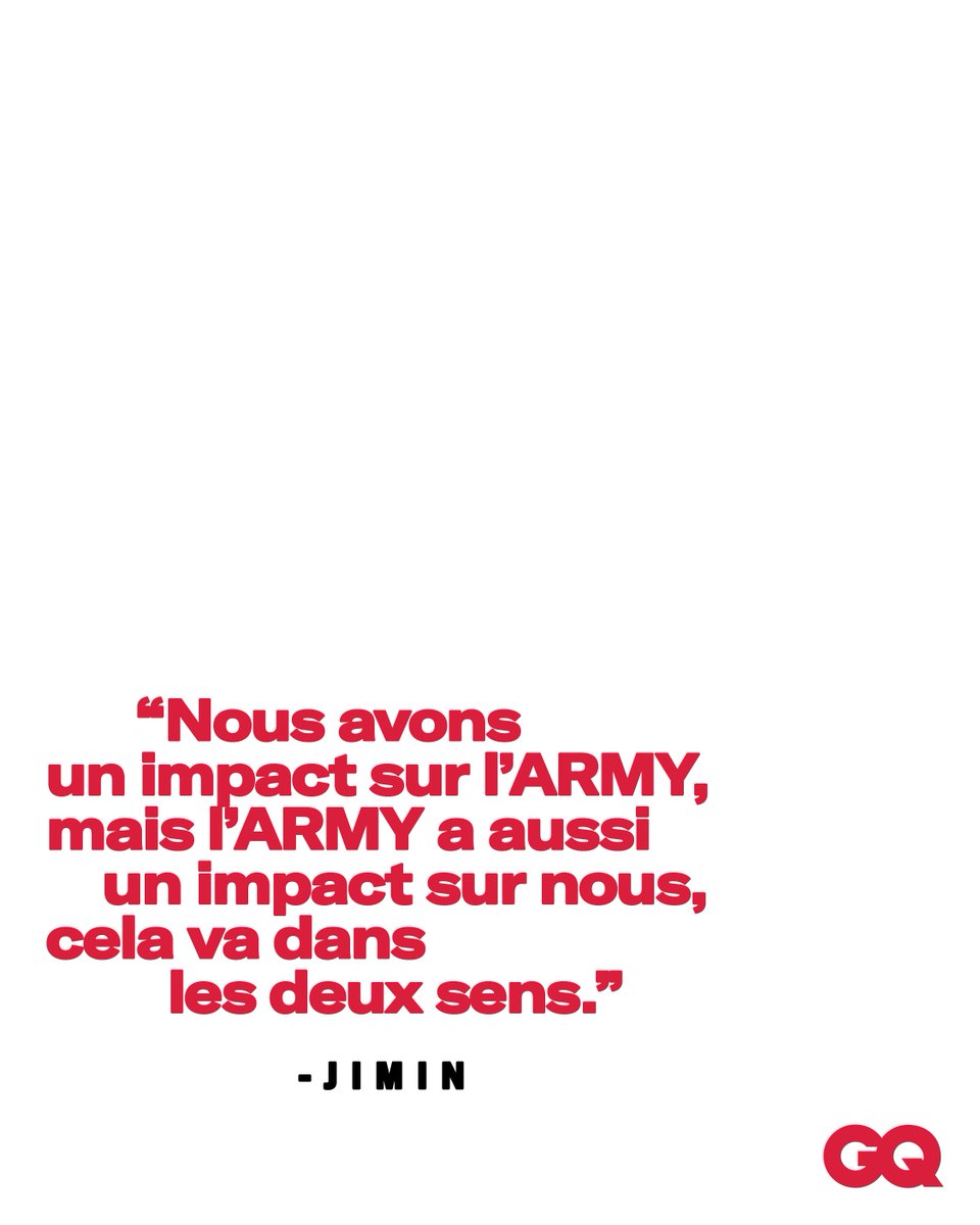 Jimin, de BTS, sur l’impact d’ARMY : "Je ne sais même pas comment rendre tout cet amour, parce que j’en ai reçu tellement, et de façon totalement inconditionnelle." 
🔗 gqfrance.visitlink.me/H4JpPB

#BTSxGQ