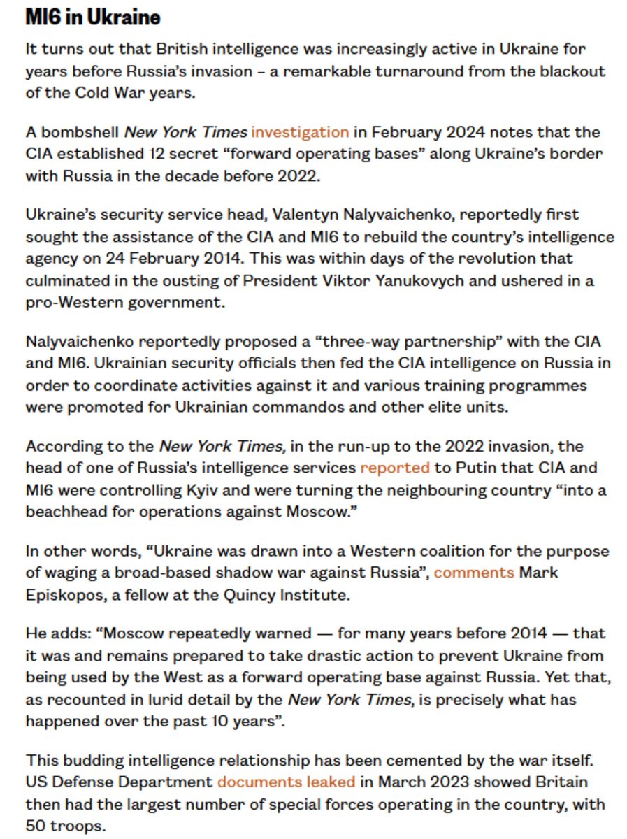 All the time we are told the war in Ukraine is "unprovoked"

But then i see this report, indicating that the CIA established 12 secret “forward operating bases” along Ukraine’s border with Russia in the decade leading up to the 2022 invasion.
Also British MI6 was involved....