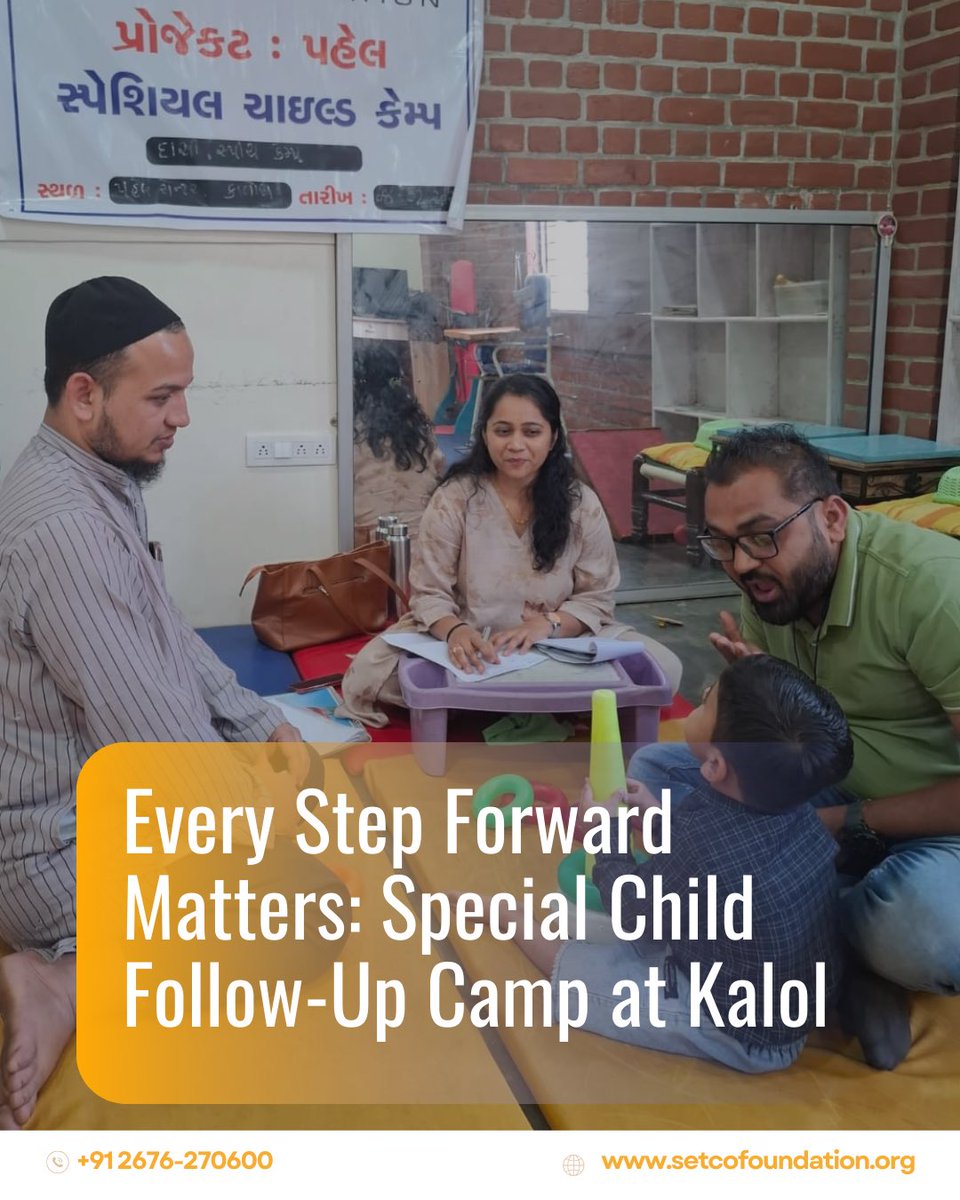 SetcoFoundation's tweet photo. A Special Child Follow-Up Camp under the Pahel Project was conducted at Kalol, offering psychologist consultation and speech therapy support to 15 children.
Consistent care strengthens progress and confidence.
#PahelProject #SpecialChildrenSupport #SetcoFoundation https://t.co/WOtwhRf91i