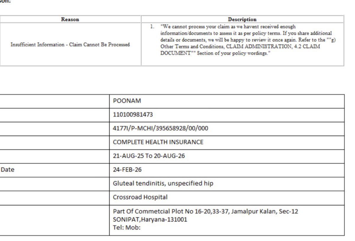 RaviDagarX's tweet photo. Disappointed with @ICICILombard . Paid premiums for 3 years, first-time claim for my mother’s hospitalization, and it’s being rejected repeatedly.
Reason: "Insufficient Info" — but your supervisor cleared the docs today!
@jagograhakjago @irdaindia https://t.co/SKk0DFhemG