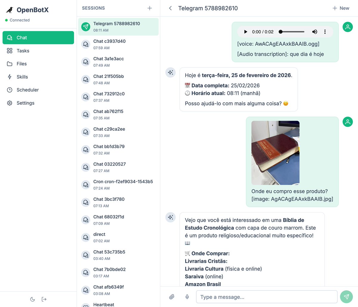 paulocoutinhox's tweet photo. Birds read and speak? 🐦‍⬛⁉️ Then OpenBotX now read and speak. You can send audio and image. See it working nice. 🔋

$OPENBOTX https://t.co/cwu6GpwdlR