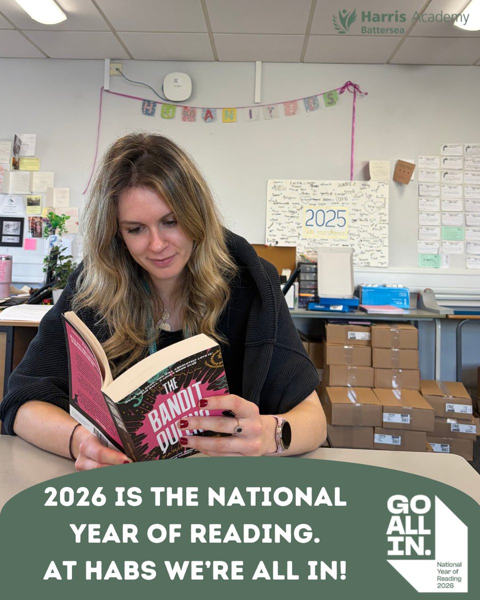 Have you ever wondered what Ms Offley is reading?&nbsp; #HABS&nbsp; #NationalYearOfReading&nbsp; #GoAllIn&nbsp; #WeAreAllIn&nbsp; #Reading&nbsp; #Humanities Image