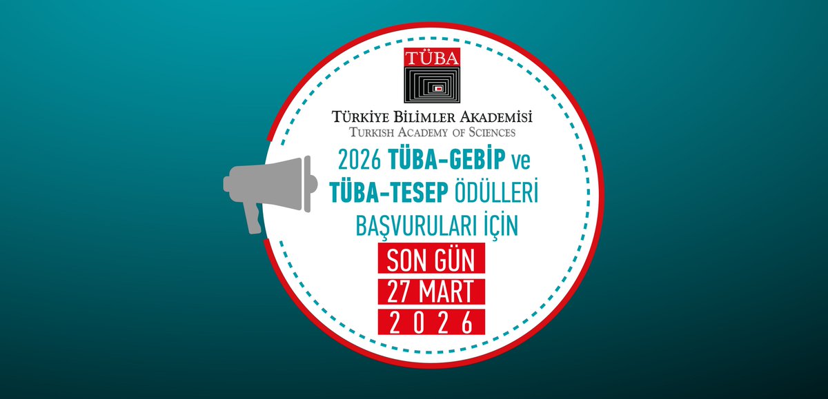 TUBAakademi's tweet photo. #TÜBA-Üstün Başarılı Genç Bilim İnsanı ve TÜBA-Bilimsel Telif Eser Ödülleri 2026 Yılı Başvuruları Başladı #GEBİP #TESEP

👉 https://t.co/KJPwF47x8w
🗓️Son gün: 2⃣7⃣ Mart 2⃣0⃣2⃣6⃣
🎯Başvuru için: https://t.co/4Tsql3m40U
🔎Detaylar: https://t.co/aggLAAaTE2,
https://t.co/4njfXnjsdA https://t.co/eGvgaSPSB1