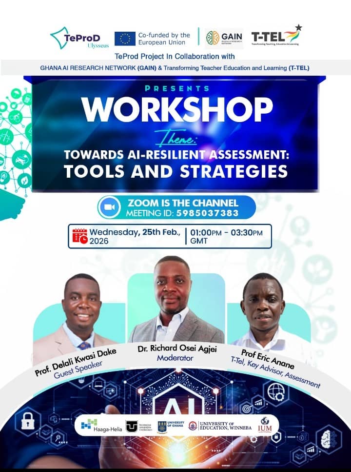 TeProD_Project's tweet photo. Join UEW in this engaging workshop to explore practical, AI-resilient assessment tools and strategies that empower educators to adapt confidently in the age of AI.

Join Zoom Meeting
https://t.co/5QVN4fJIbD
Meeting ID: 818 1719 5993
Passcode: 339546 https://t.co/R3si4lB4f3