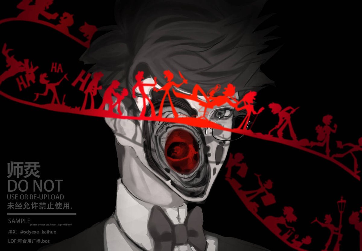 sdyexe_kaihuo's tweet image. 最近画的很喜欢的一张，剪纸部分来自：黑狮鹫天翻地覆mv里的剪影。
当时看到感觉特别惊艳顺带思考了新的表达方式。
希望标签没打错aaa
#alastor
#AlastorHazbinHotel
#upsidedown 
#Alastorhuman