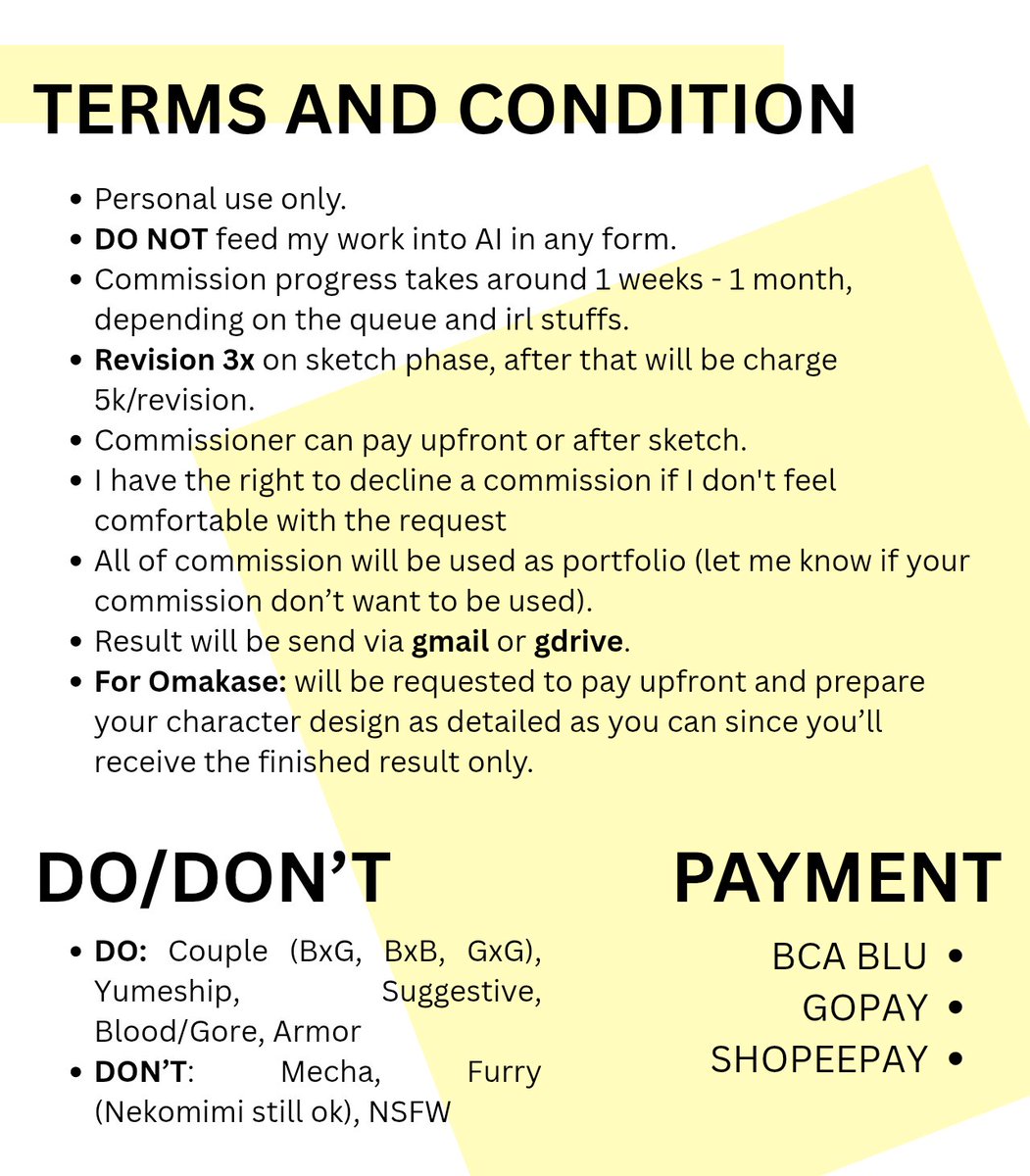 ( Like &amp; rt are appreciated )

(1/2) Halo, aku buka colored sketch sebanyak 2 slot! Selebihnya bisa langsung gedor dm atau add discord ku (roefication) yah \o/

#artidn #zonakaryaid #commissionopen