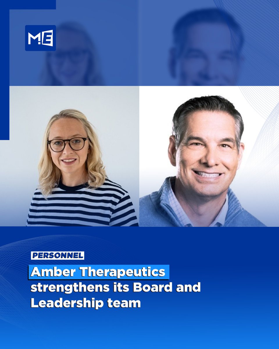 MedEdgeMEA's tweet image. Amber Therapeutics has appoined Dave Amerson as Independent Board Member and Claire Smith as VP, Commercial, strengthening its leadership team.

#MedTech #MedicalDevices #Neuromodulation #WomensHealth #HealthTech #MedEdgeMEA