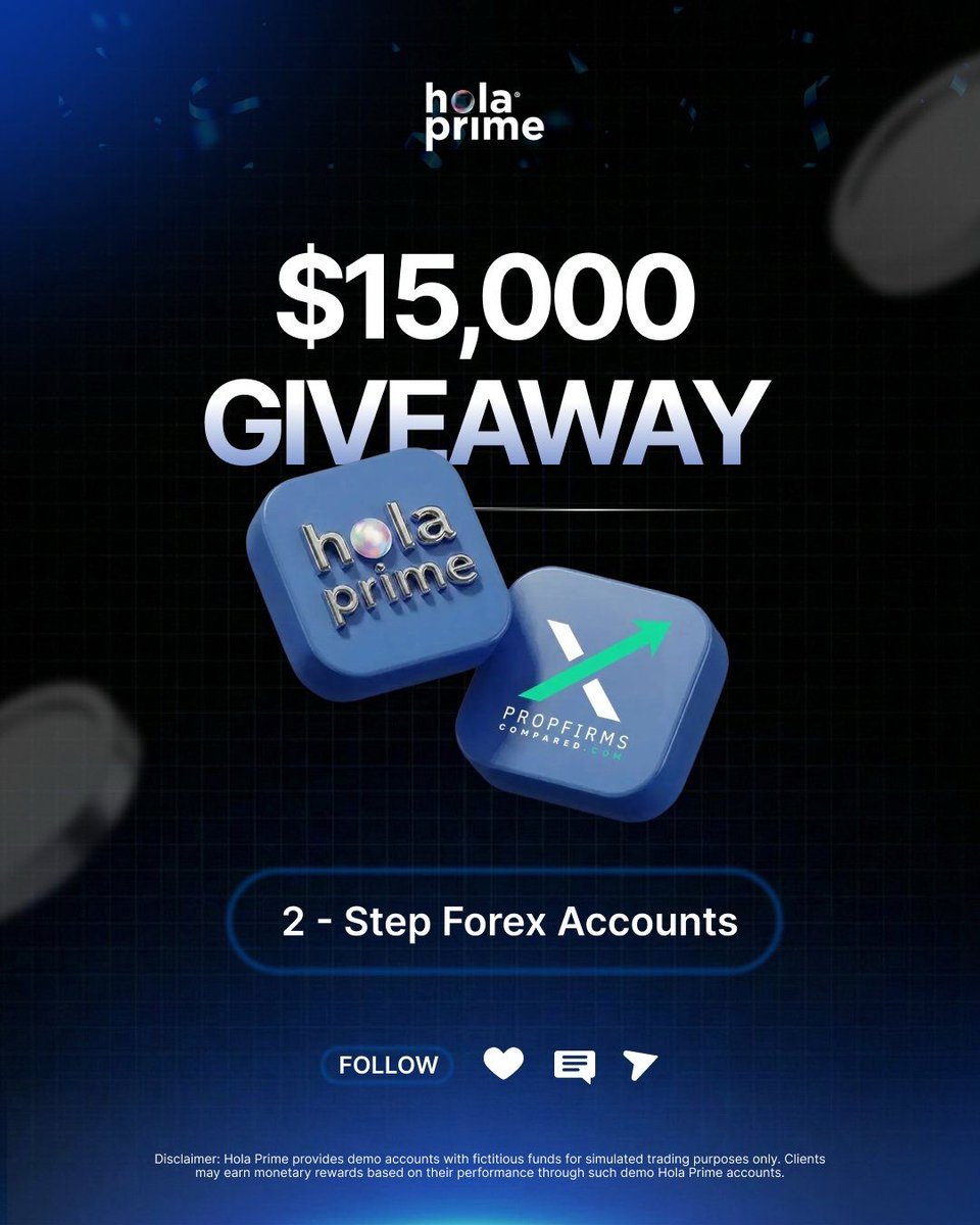 <a href="/HolaPrimeGlobal/">Hola Prime</a> Giveaway !!!

3 X $5000 in challenges giveaway.

1. Follow <a href="/PropFirmsCmpd/">Prop Firms Compared</a> <a href="/HolaPrimeGlobal/">Hola Prime</a> <a href="/prop_sniper/">Prop Sniper | 100+ Monthly Giveaways</a>
2. Like + RT + tag 3 friends
3. Comment "HOLA"

Winners will announce in 72hrs. 
Good luck all !!