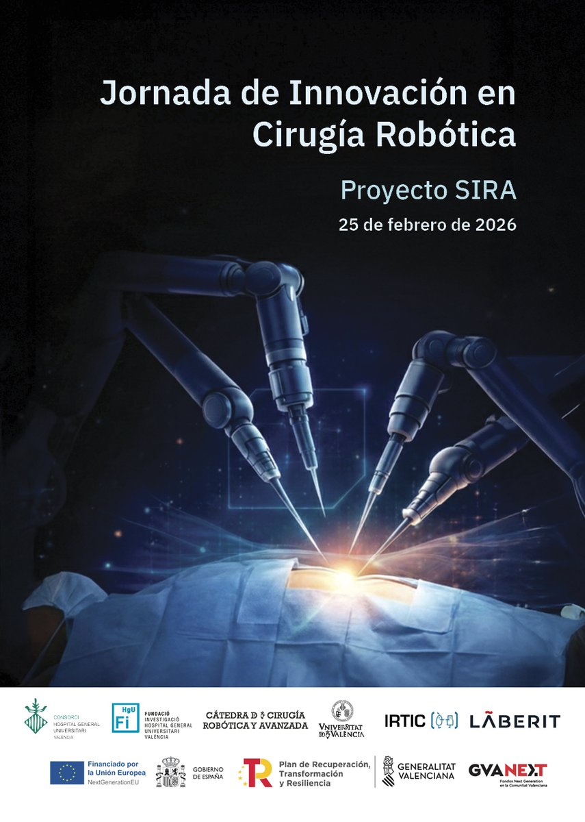 fihguv's tweet photo. 🚀 Hoy arranca la #JornadaSIRA a las 11:30 h en el salón de actos del @HGUVALENCIA 🤖🏥

Deseamos a todos los ponentes y asistentes una jornada llena de aprendizaje, colaboración y grandes ideas. ¡Que sea todo un éxito! 💡👏

@IRTIC_UV #Lãberit #SIRA #CirugíaRobótica @UV https://t.co/PfICaNfwas