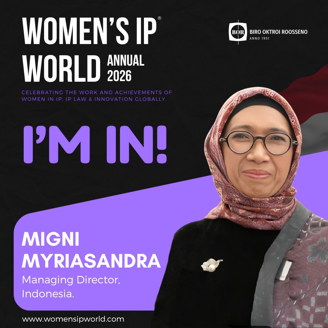 WomensIPWorld1's tweet image. We are delighted to welcome Ms Migni Myriasandra, Managing Director, Indonesia, to the 7th Edition of The WIPW.

With over 30 years in IP, she has led the firm’s modernisation &amp;amp; international expansion, including its Singapore office.

Visit Us: womensipworld.com

#IPLaw