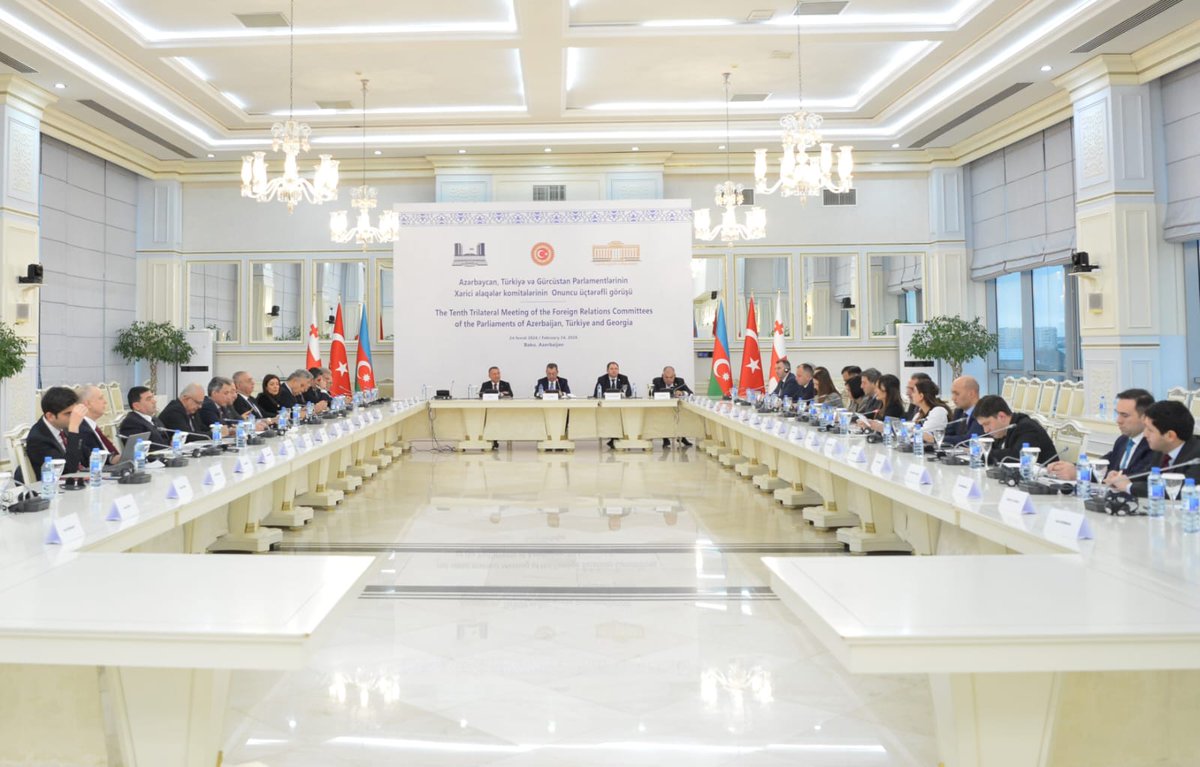 Samkharadze79's tweet photo. 10th annual session of Foreign Relations Committees of 🇬🇪🇦🇿🇹🇷 was held in Baku. We discussed strategic projects that bind us together&amp;new initiatives that would enhance strategic partnership between the three countries. We agreed to continue supporting each other at int'l fora. https://t.co/QWrI5SkQlm