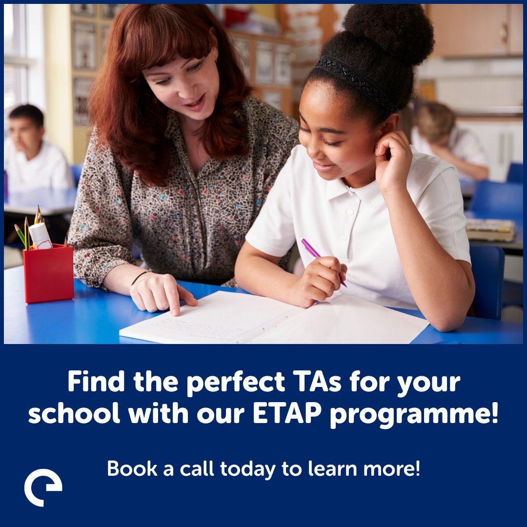 Need reliable Teaching Assistants for your school or nursery? 👀 Our ETAP programme makes it easy to find skilled, vetted TAs who can support your staff and students from day one. 🤩

📞 Book a call with us today! hubs.ly/Q0410w_l0 

#EngageEducation #SchoolStaffing