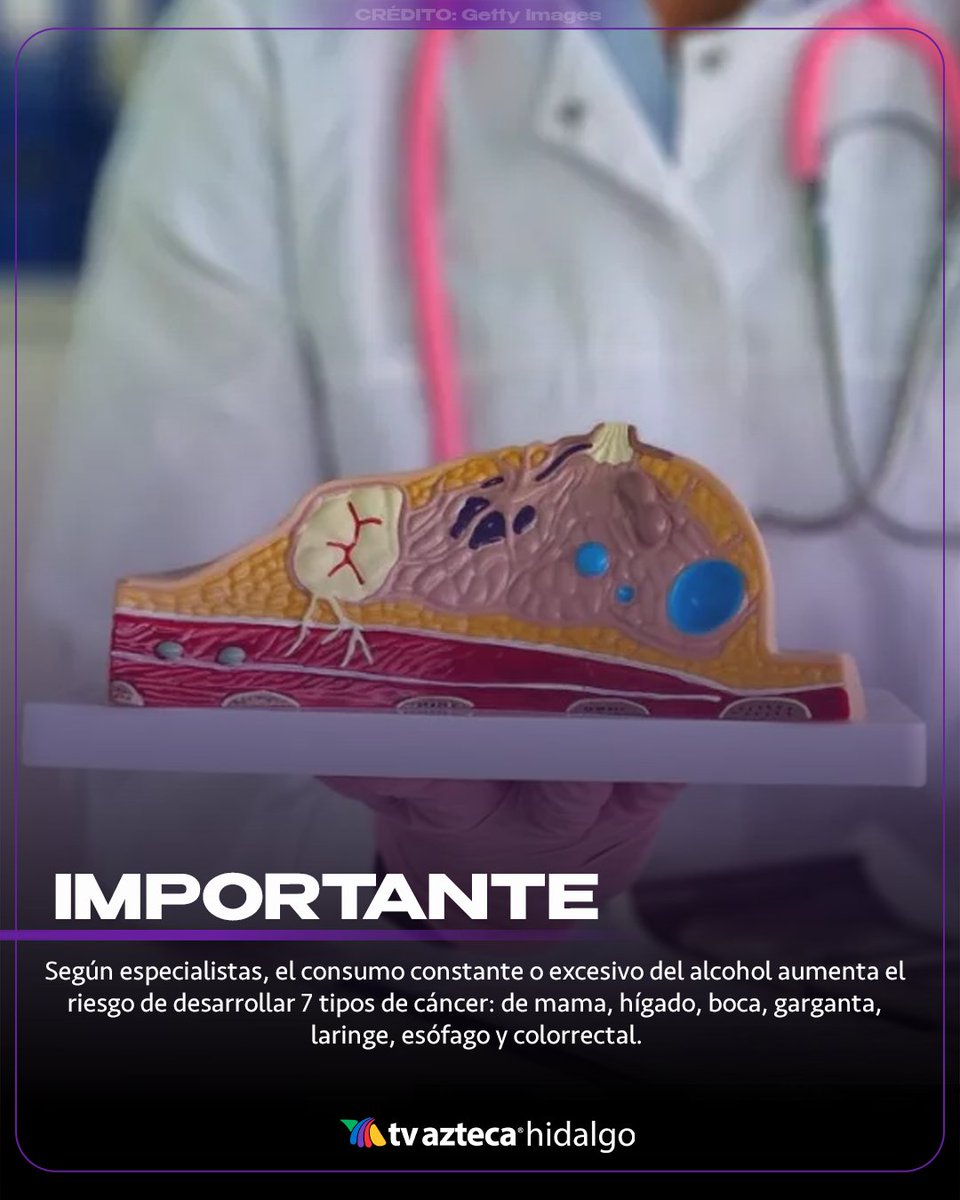 #Importante | Estudios recientes confirman que el consumo de alcohol está relacionado con al menos 7 tipos de cáncer, como de mama, hígado, colon, boca y esófago. 💡 Reducir o evitar el alcohol puede ser una medida clave para proteger tu salud.🍷⚠️