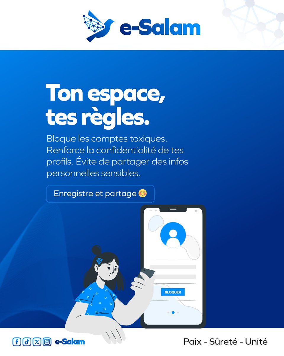 ESalam337149's tweet photo. Le cyberharcèlement n’est pas “juste des mots”.
C’est une pression réelle, qui peut blesser profondément.

#eSalam #CitoyennetéNumérique #JeunesseEngagée #StopCyberharcèlement #NonAuHarcèlement #SécuritéEnLigne #RespectEnLigne #EspaceNumériqueSûr #ProtectionDesJeunes https://t.co/ro1efhjA93