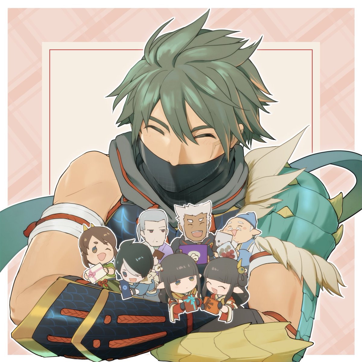 ウツシ１
やあ、愛弟子！バレンタインデーの贈り物、ありがとう！
俺は、空を見上げるたびにキミの笑顔を思い出し、たたら火を見るたびにキミの勇姿を思い出し、狩猟に行くたびにキミと共に立ち向かったクエストを思い出し、「また一緒に狩りに行きたいなぁ」とか思っている今日この頃だ！