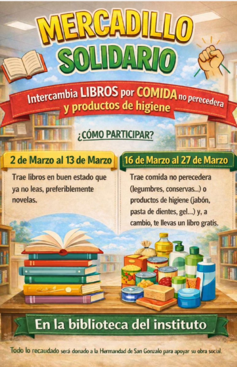 📢 ACCIÓN SOCIAL Y CARIDAD

🕯️Compartimos el cartel informativo que nos hacen llegar para una hermosa iniciativa solidaria desde el Instituto Bécquer, es por ello que agradecemos profundamente la generosidad mostrada para con nuestra Hermandad de San Gonzalo.

📕 Desde su