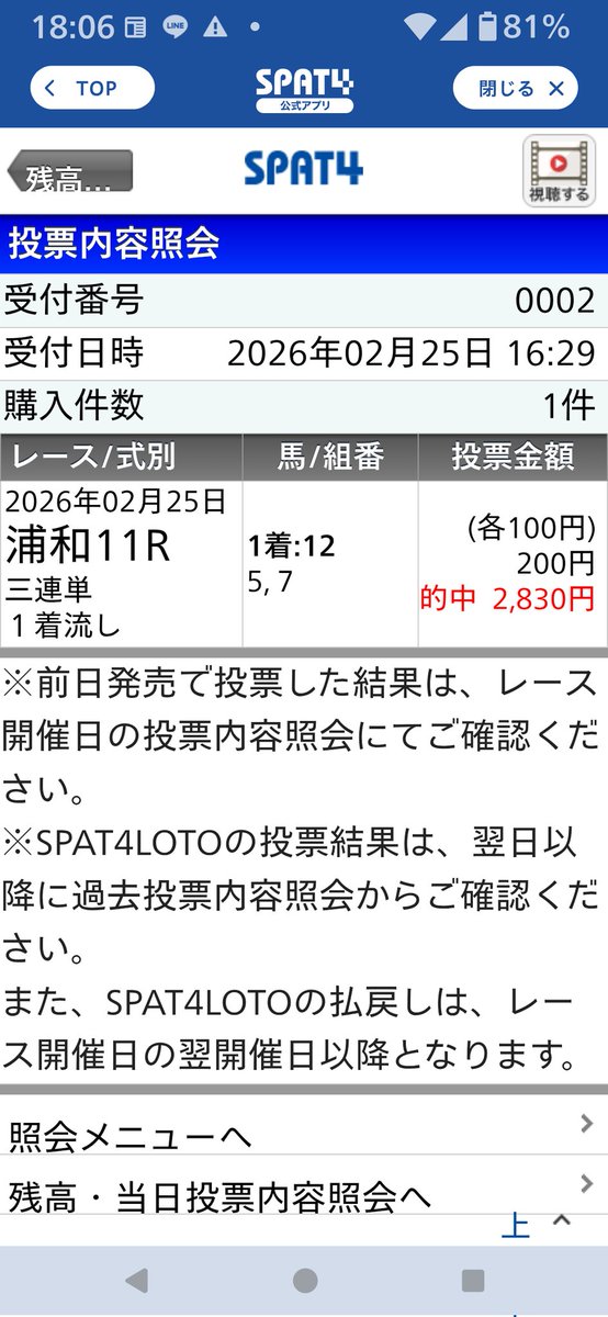umaumaoumasan55 有り難うございます😊的中🎯じゃ〜👍