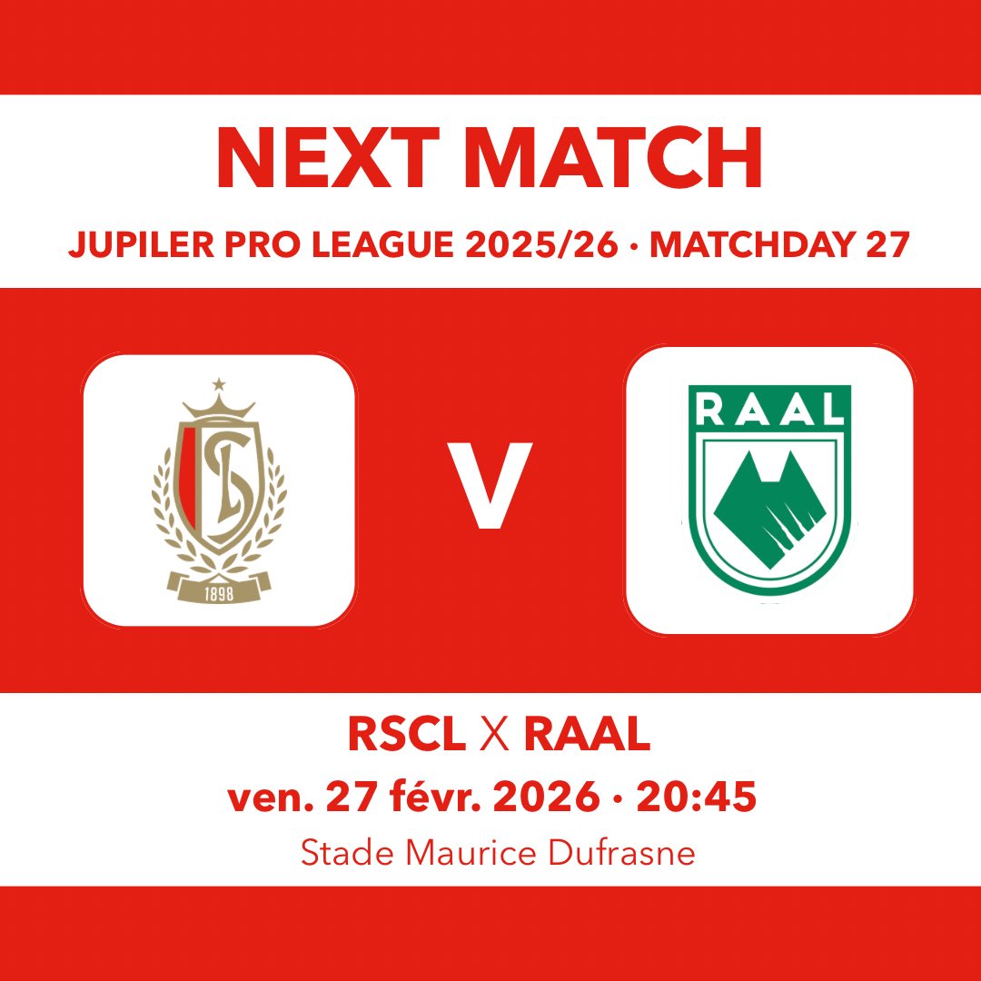 ACDStandard's tweet photo. 🔴⚪️ NEXT MATCH ⚪️🔴
📢 Match très important ce vendredi à Sclessin. 🔴
📢 Zeer belangrijke wedstrijd vrijdag op Sclessin. 🔴
🎟️ https://t.co/V6qfv32t77
#JPL | #STARAL | #RSCL | #COYR https://t.co/XpiNKkI2js