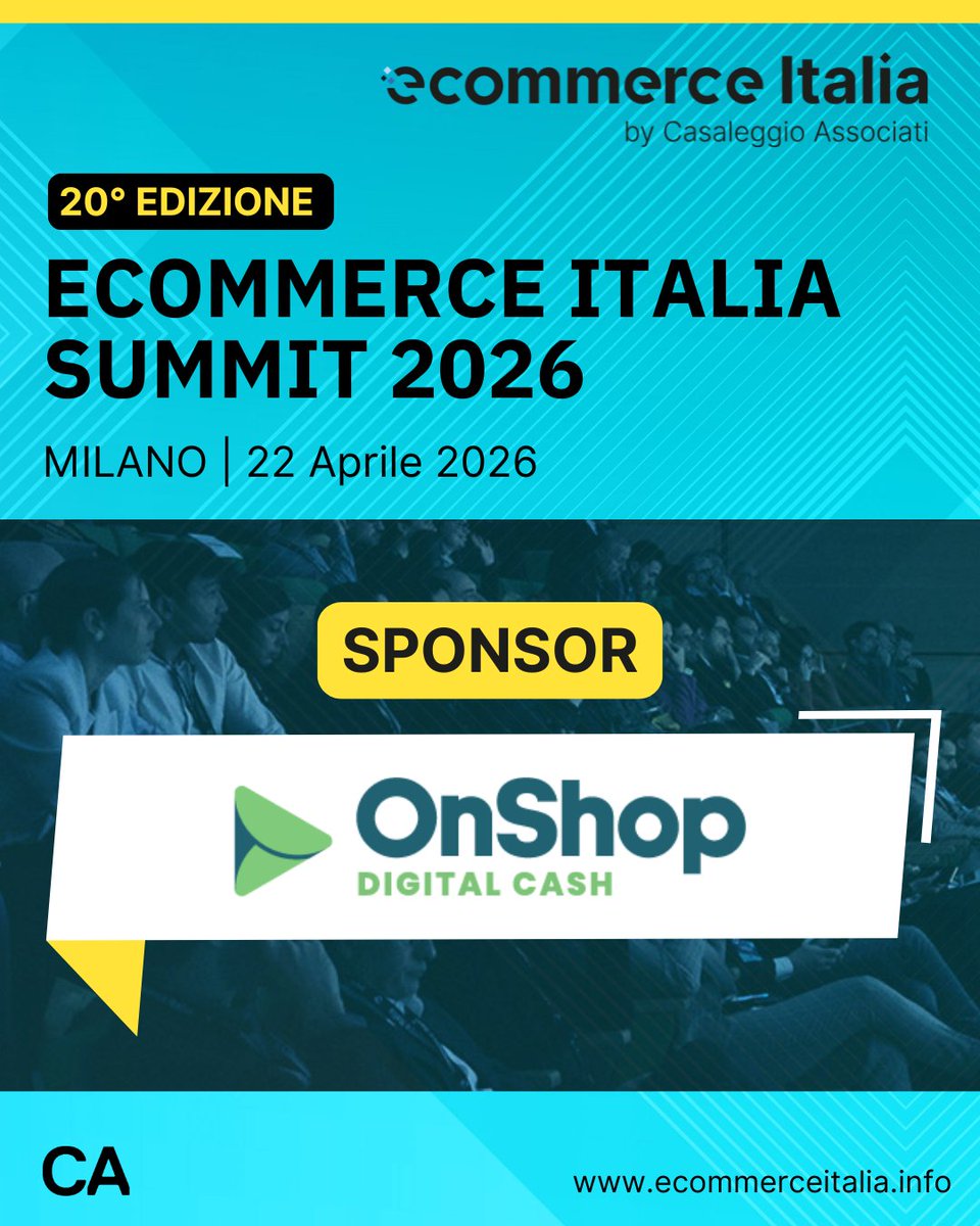 Il 22 aprile a Milano, OnShop sarà tra i protagonisti dell’evento Ecommerce Italia Summit 2026 in qualità di Sponsor.

Scopri l’evento: ecommerceitalia.info/report/ecommer…

Scopri OnShop su Ecommerce Italia Advisor: ecommerceitalia.info/advisor/onshop/

#ecommerceitalia #ecommerce2026 #OnShop