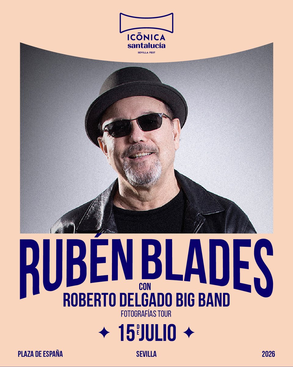 El 15 de JULIO, <a href="/rubenblades/">Rubén Blades</a> llega a la Plaza de España 🎺✨

Salsa, mensaje y clase a partes iguales en #IcónicaSantalucíaSevillaFest

🎟️ Entradas a la venta el 3 de MAR a las 10h en iconicafest.com

#RubénBlades #ISSF26