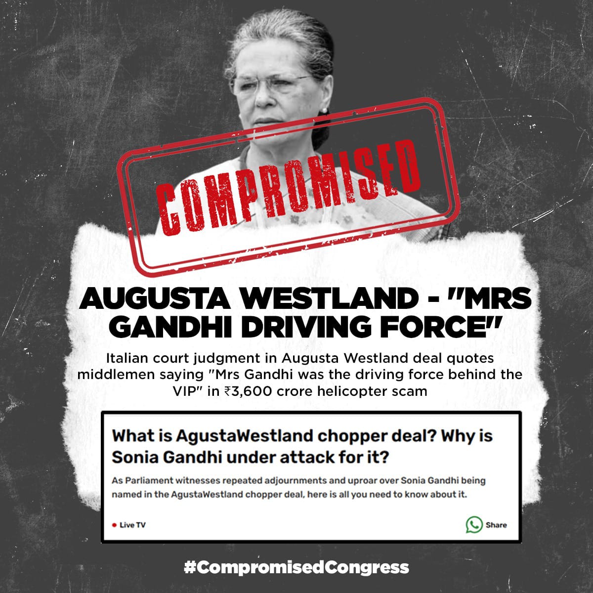 78AjayChandra's tweet photo. #CompromisedCongress https://t.co/x6c3b1cpi4