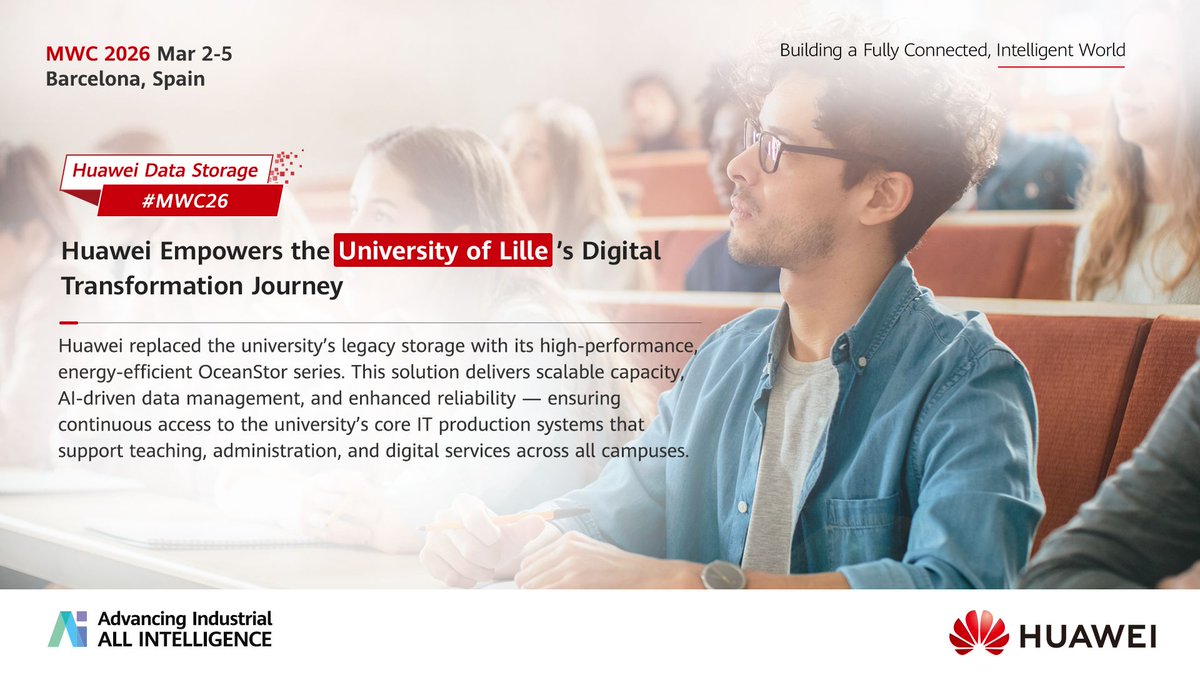 🎓💡Big move from the University of Lille in France.
 
Using Huawei's high-performance, energy-efficient #OceanStorDataStorage, the university's IT systems are fast, green, and rock-solid—turning classrooms and research labs into playgrounds for innovation.

New tech. New