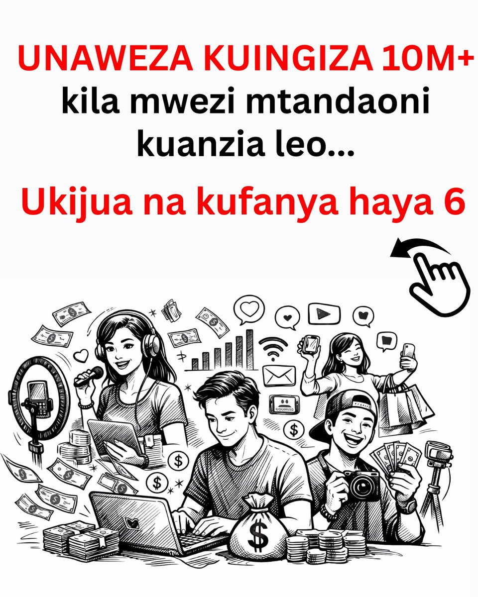 UNAWEZA KUINGIZA TSH 10M NA ZAIDI KILA MWEZI MTANDAONI  kuanzia sasa ukianza kufanya haya 6…

Sio fungua mitandao upate pesa…. No

1️⃣ ACHA KUTAFUTA FOLLOWERS. TAFUTA TATIZO LINALOUMA.

Usiangaike na…
• Kuwa influencer
• Kuwa maarufu
• Kupata likes

Pesa Inakuja pale