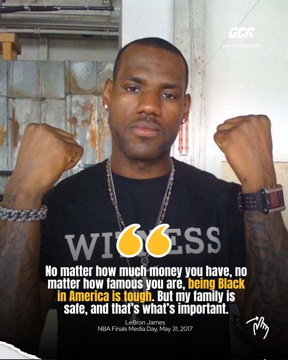 “No matter how much money you have… being Black in America is tough.”
NBA Finals Media Day. May 31, 2017.