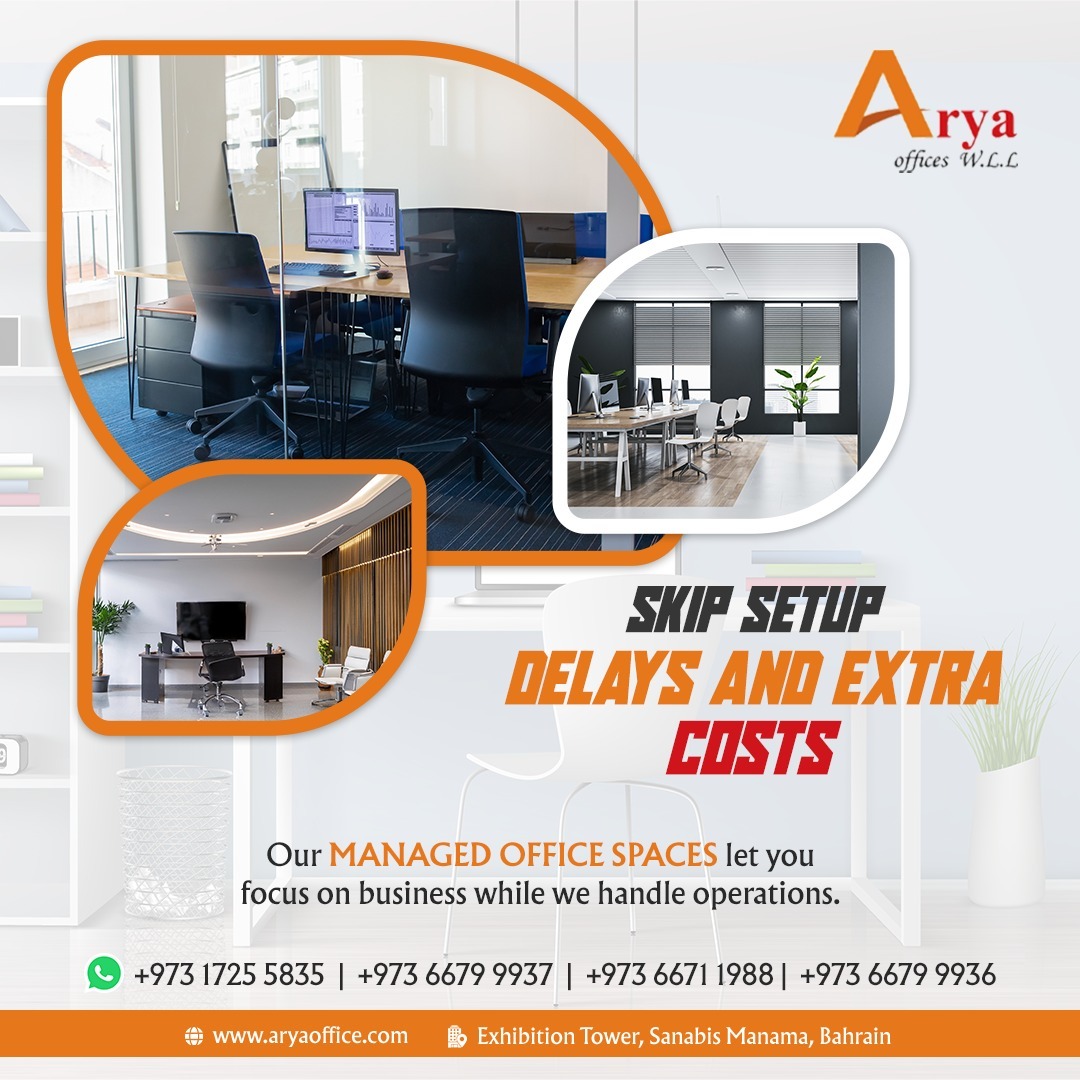 aryaofficebh's tweet image. Skip the setup delays and extra costs — move into a fully managed office today! 

📍 Exhibition Tower, Sanabis, Manama, Bahrain
🌐 aryaoffice.com
📞 +973 1725 5835 | +973 6679 9937 | +973 6671 1988 | +973 6679 9936
#ManagedOffices #OfficeSpaceBahrain #AryaOffices