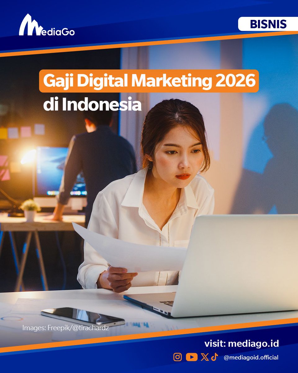 mediagoid's tweet photo. Gaji Digital Marketing 2026 naik? 

Dari staff sampai manager, ini kisaran gaji terbaru di Indonesia 💼📊
Cocok buat fresh graduate &amp; yang mau pindah karir ke dunia digital.

Baca lengkapnya 
https://t.co/DpWj497yRX

#digitalmarketing #gajidigitalmarketing #karirdigital #mediago https://t.co/RyWkp4BHfH